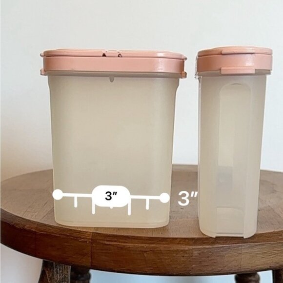 Pair of Vintage Tupperware Spice Shaker Salt Pepper Containers Pink With Lids x2 - Picture 2 of 13